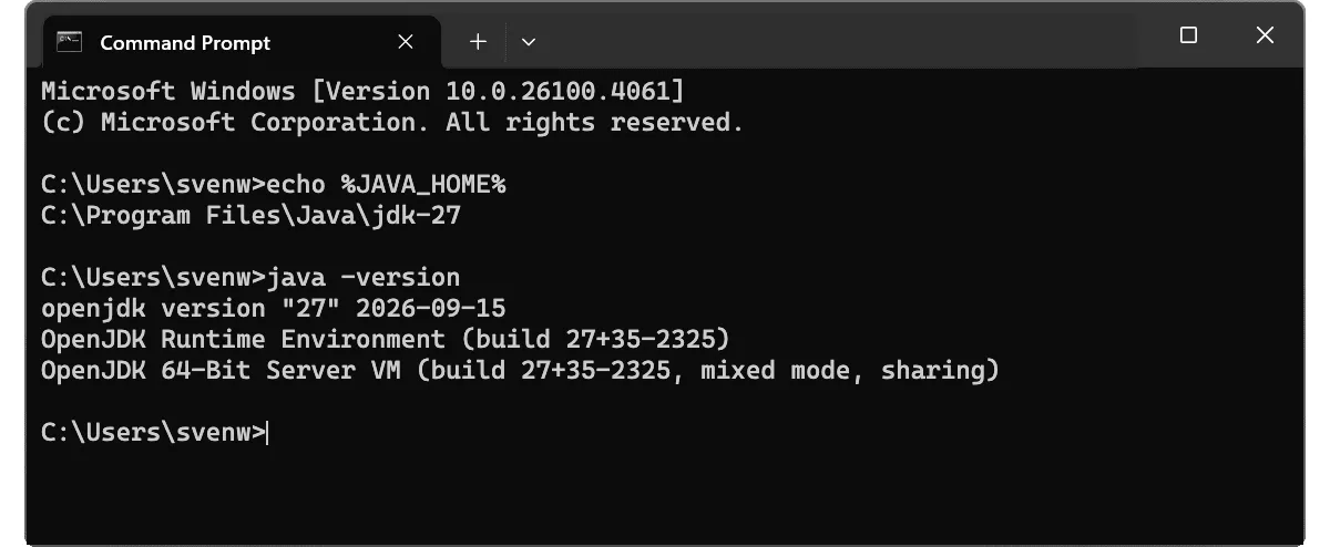 Check your Java version with “cmd”