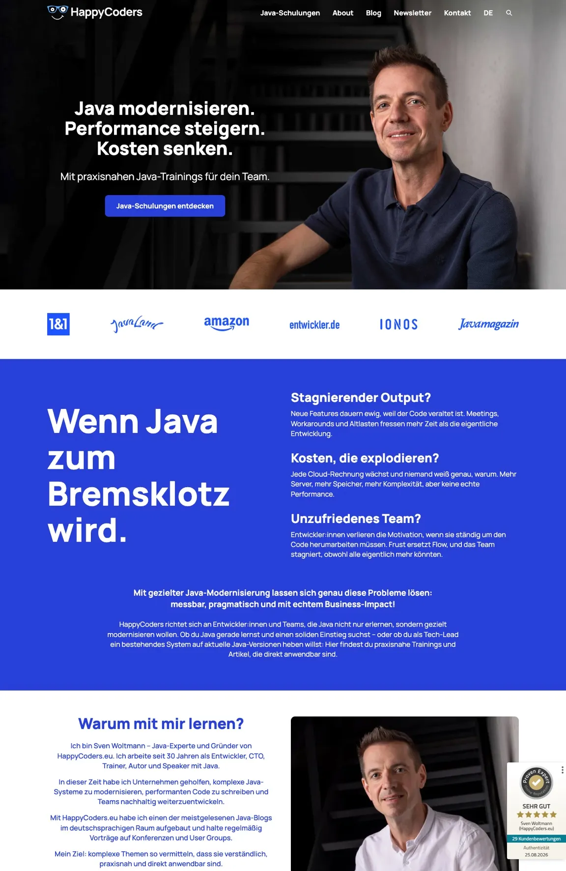 HappyCoders.eu Startseite 2026 – Java-Blog von Sven Woltmann