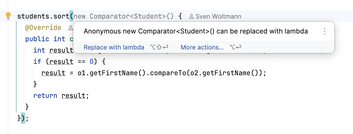 Refactoring a Comparator to a lambda expression