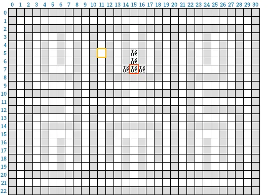 boolean array “discovered” with the newly discovered field (15,5)